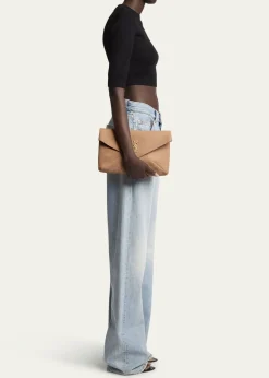 Saint LaurentLarge YSL Envelope Pouch Clutch Bag in Pebbled Leather