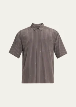 Saint LaurentMen's Cassandre Short-Sleeved Button-Front Shirt