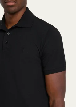 Saint LaurentMen's Embroidered Cassandre Cotton Polo Shirt
