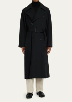 Saint LaurentMen's Grain de Poudre Belted Trench Coat