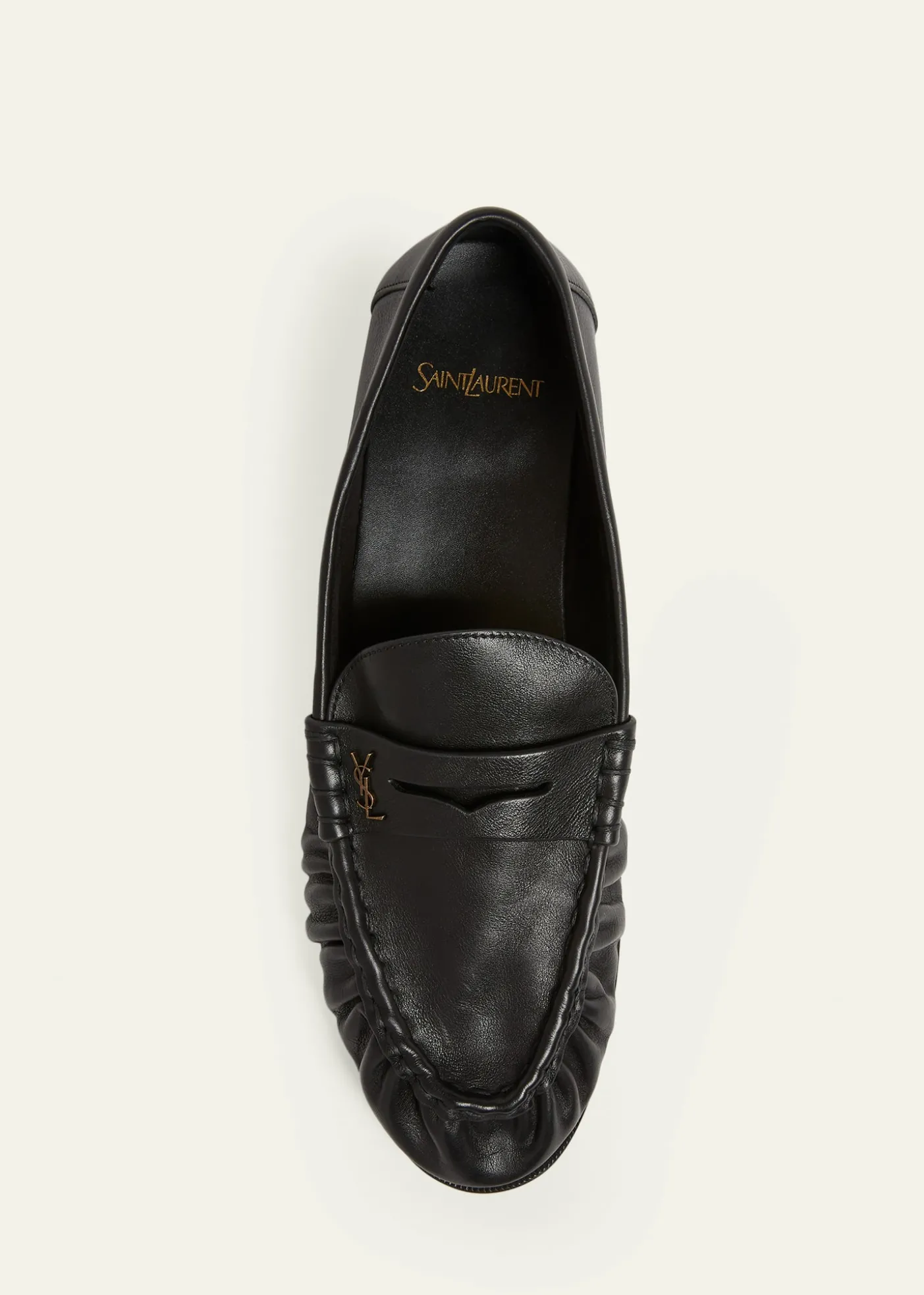 Saint LaurentMen's Le Loafer Creased Leather Mules