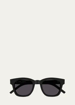 Saint LaurentMen's M124 Nylon and Acetate Rectangle Sunglasses