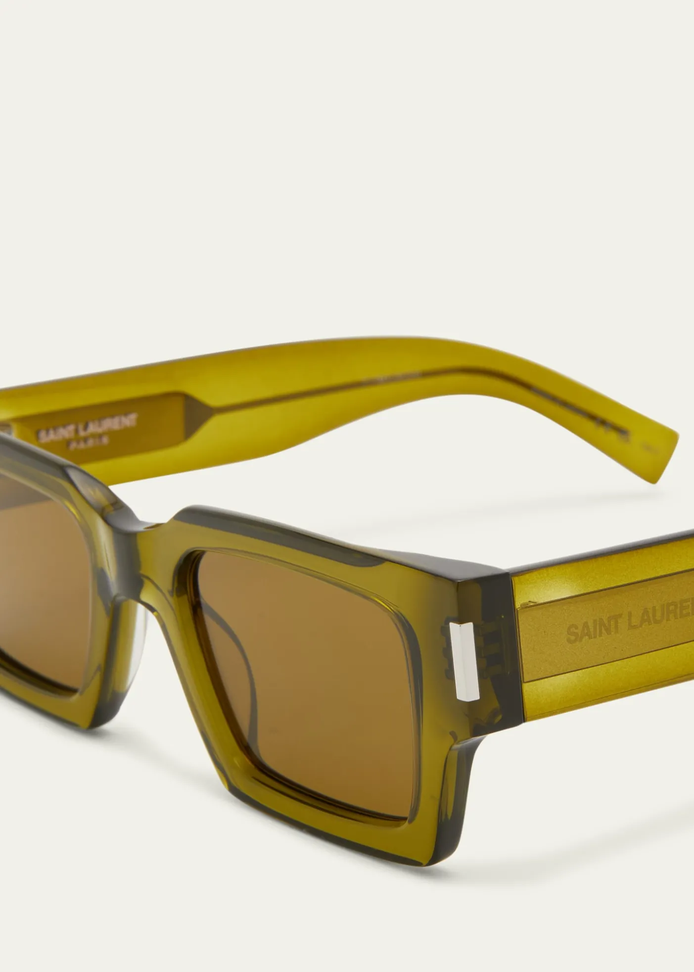 Saint LaurentMen's Rectangle Acetate Sunglasses with Logo