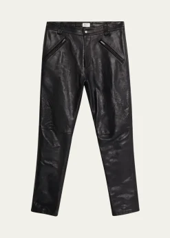 Saint LaurentMen's Slim Textured Leather Pants