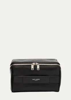 Saint LaurentMen's Small Cube Trousse Leather Toiletry Case