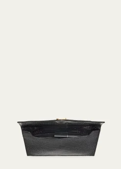 Saint LaurentUptown Medium YSL Monogram Croc-Embossed Pouch Bag