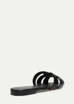 Saint LaurentWoven Leather Sandal Slide