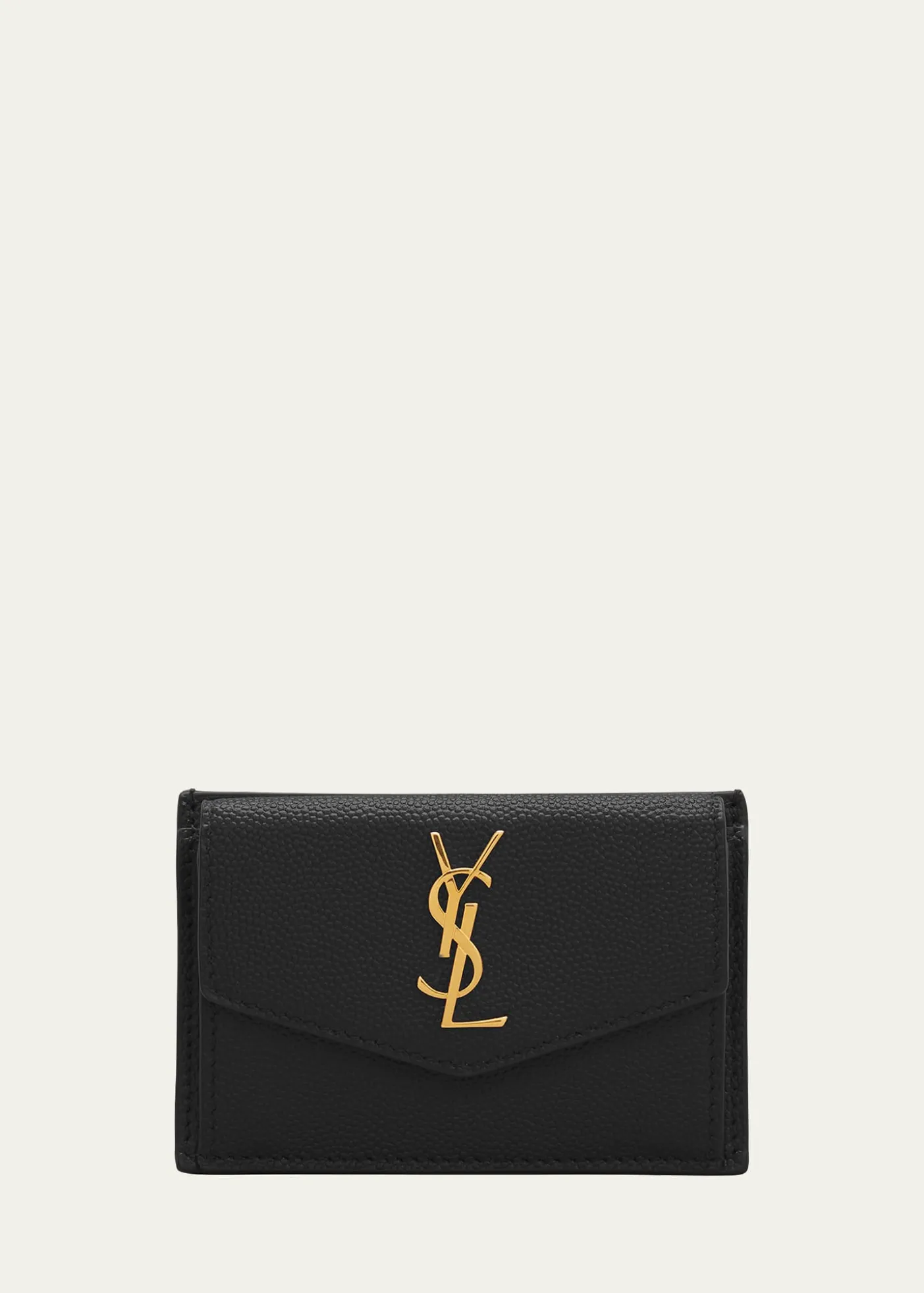 Saint LaurentYSL Monogram Flap Card Case in Grained Leather