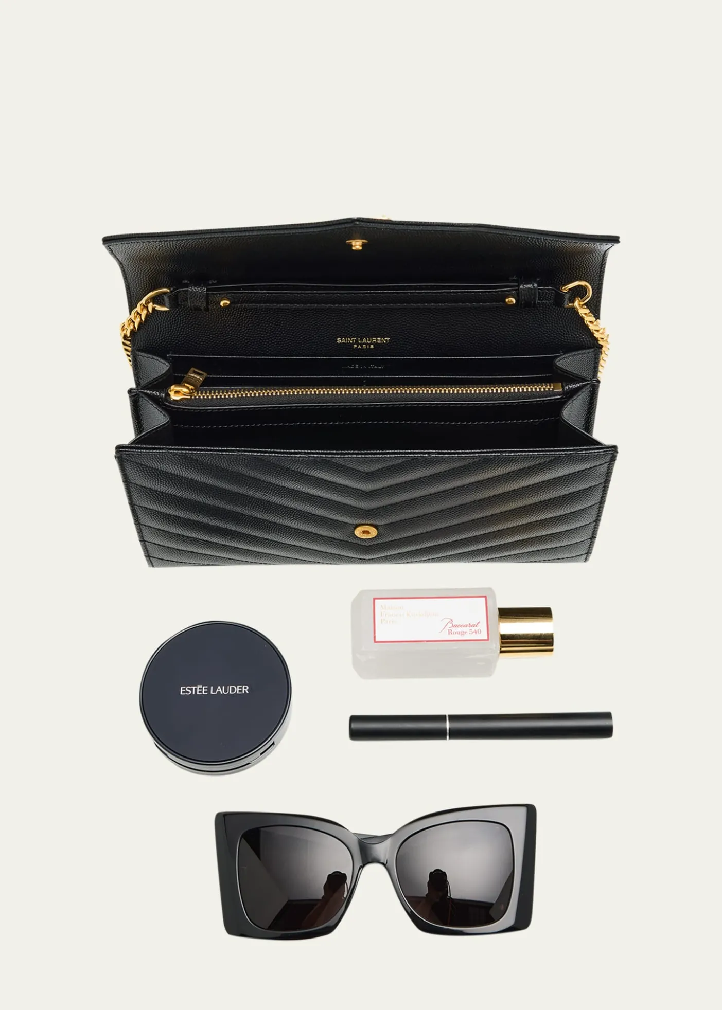 Saint LaurentYSL Monogram Large Wallet on Chain in Grained Leather