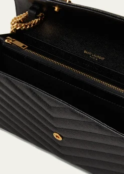 Saint LaurentYSL Monogram Large Wallet on Chain in Grained Leather