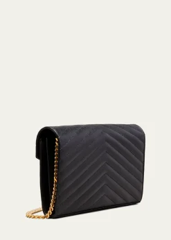 Saint LaurentYSL Monogram Large Wallet on Chain in Grained Leather