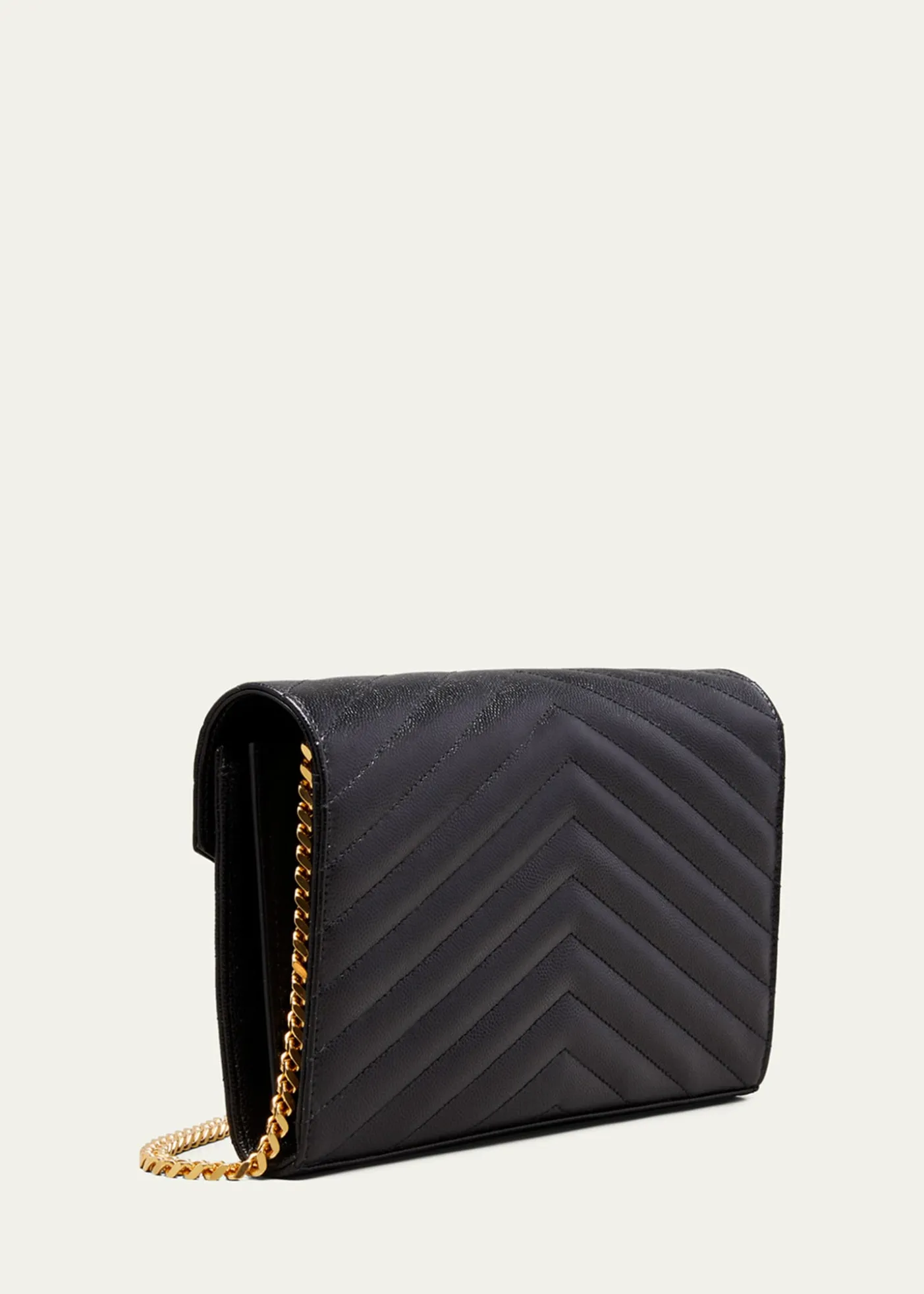 Saint LaurentYSL Monogram Large Wallet on Chain in Grained Leather
