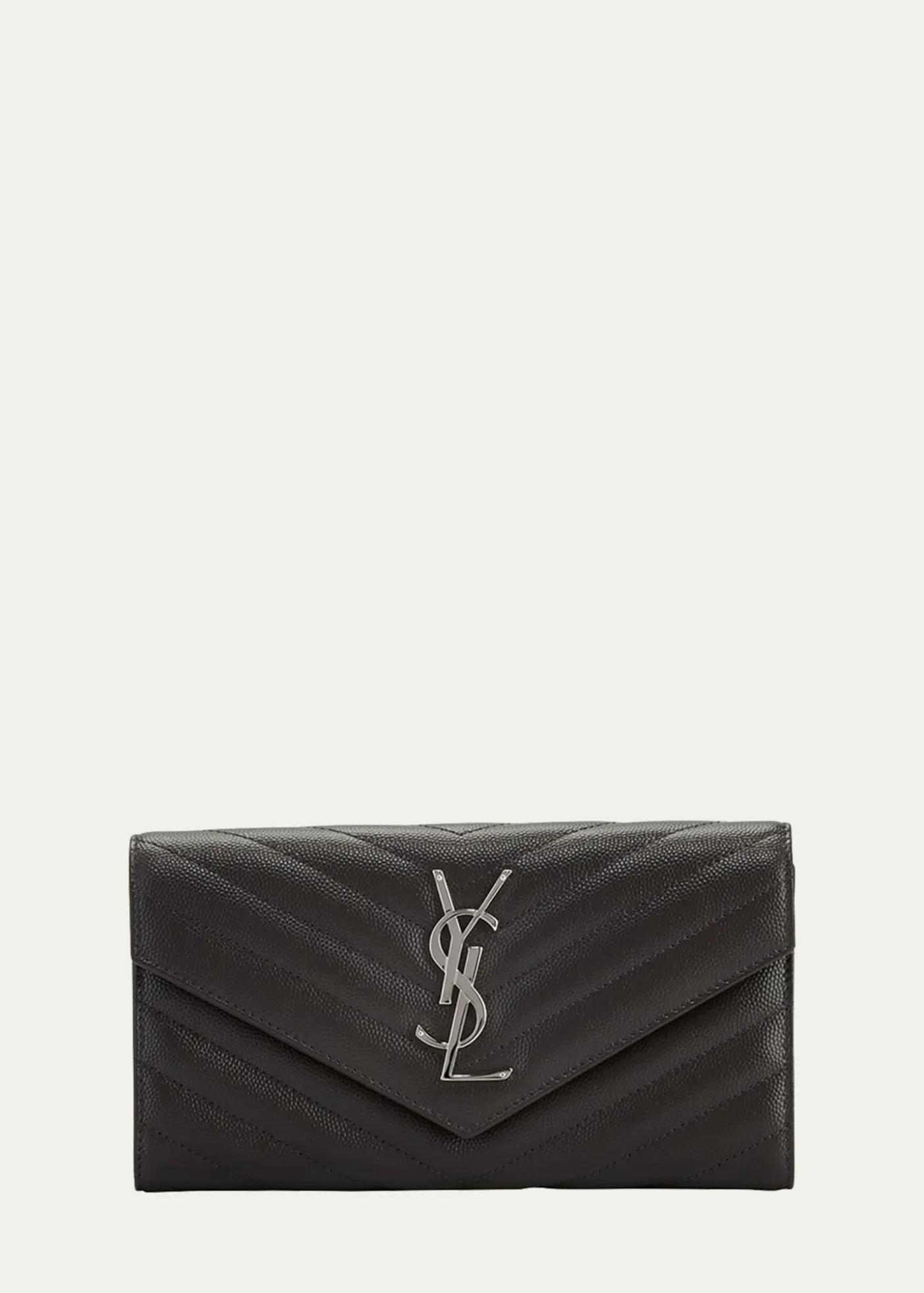 Saint LaurentYSL Monogram Large Flap Wallet in Grained Leather