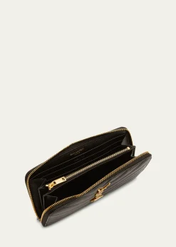 Saint LaurentYSL Monogram Large Zip Wallet in Grained Leather