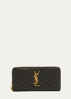 Saint LaurentYSL Monogram Large Zip Wallet in Grained Leather