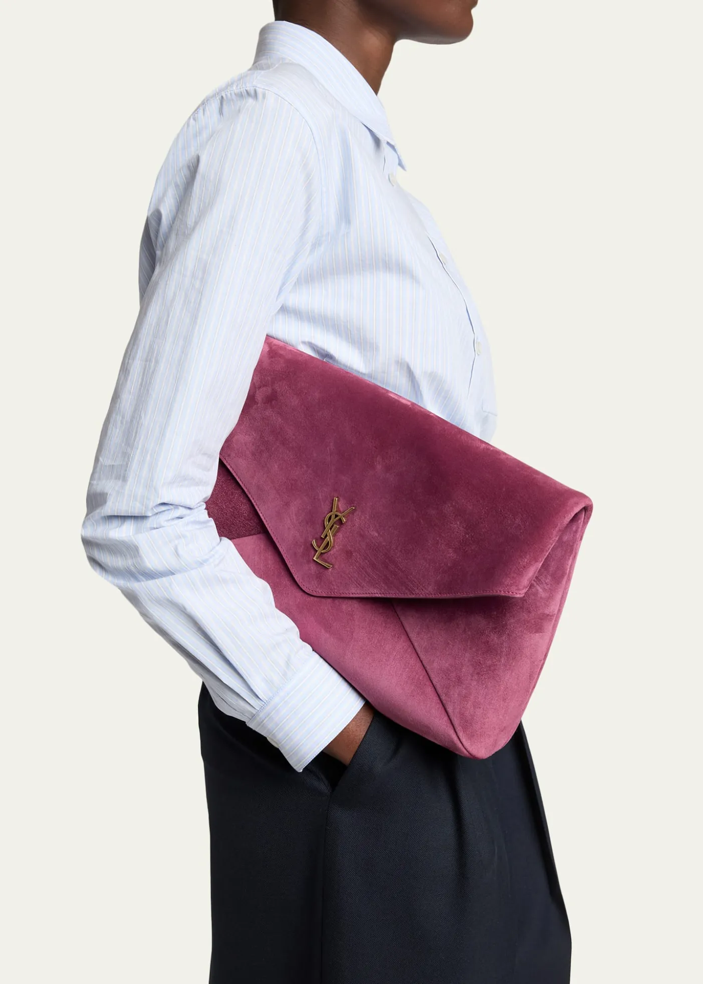 Saint LaurentYSL XXL Suede Envelope Pouch Clutch Bag