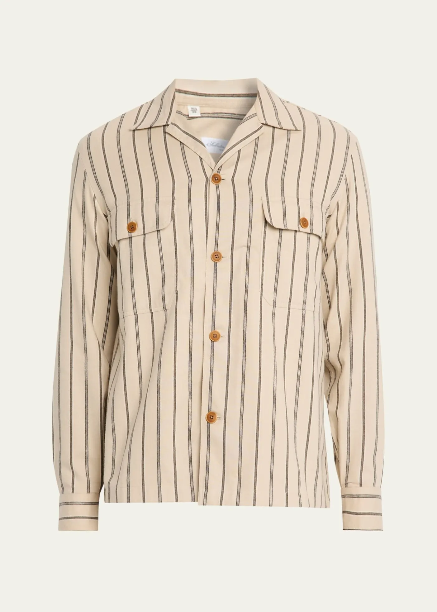 Salvatore PiccoloMen's Cotton Multi-Stripe Dual-Pocket Overshirt