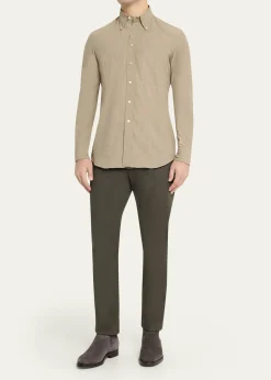 Salvatore PiccoloMen's Cotton Micro-Grid Check Button-Down Shirt