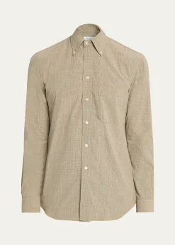 Salvatore PiccoloMen's Cotton Micro-Grid Check Button-Down Shirt