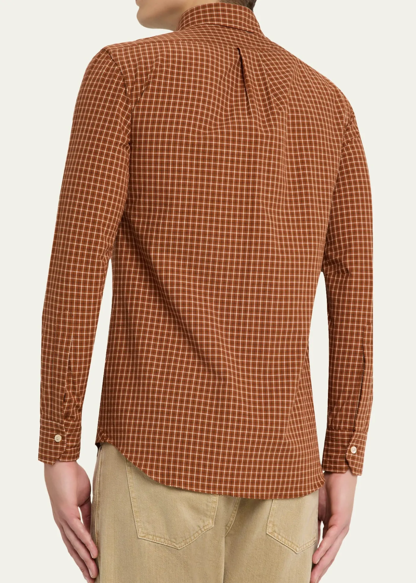 Salvatore PiccoloMen's Cotton Windowpane Plaid Sport Shirt