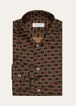Salvatore PiccoloMen's Silk Geometric Circle-Print Dress Shirt