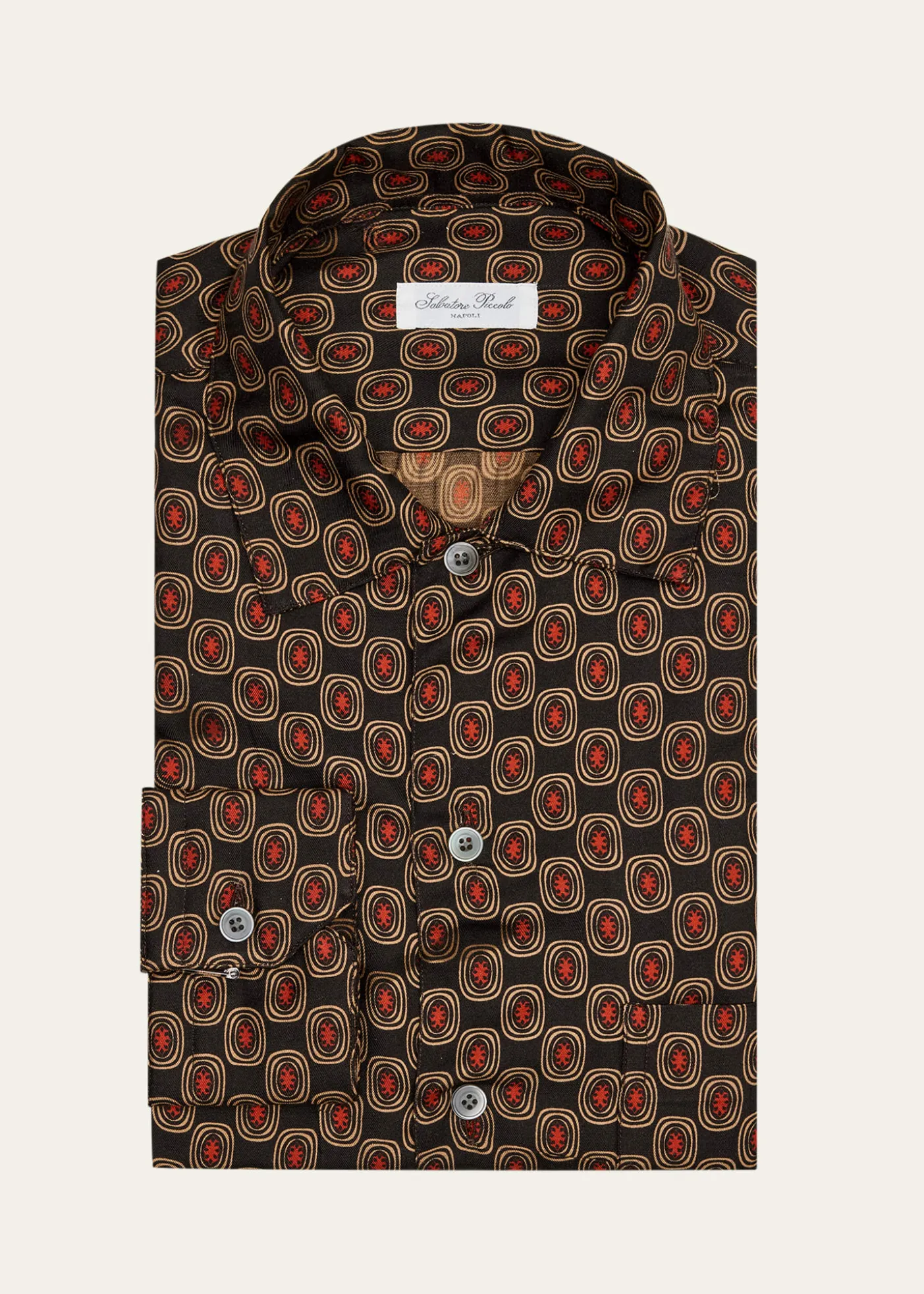 Salvatore PiccoloMen's Silk Geometric Circle-Print Dress Shirt
