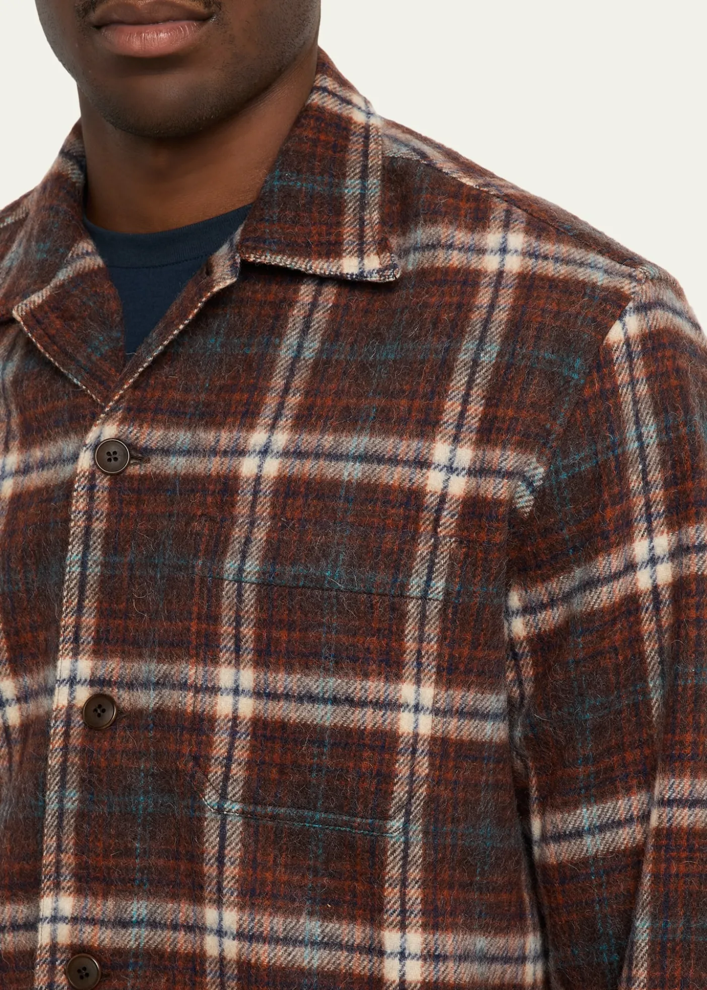 Salvatore PiccoloMen's Wool and Nylon Plaid Overshirt