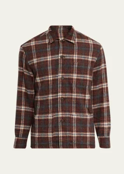 Salvatore PiccoloMen's Wool and Nylon Plaid Overshirt