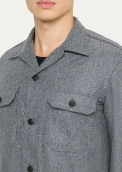 Salvatore PiccoloMen's Wool Double-Pocket Overshirt