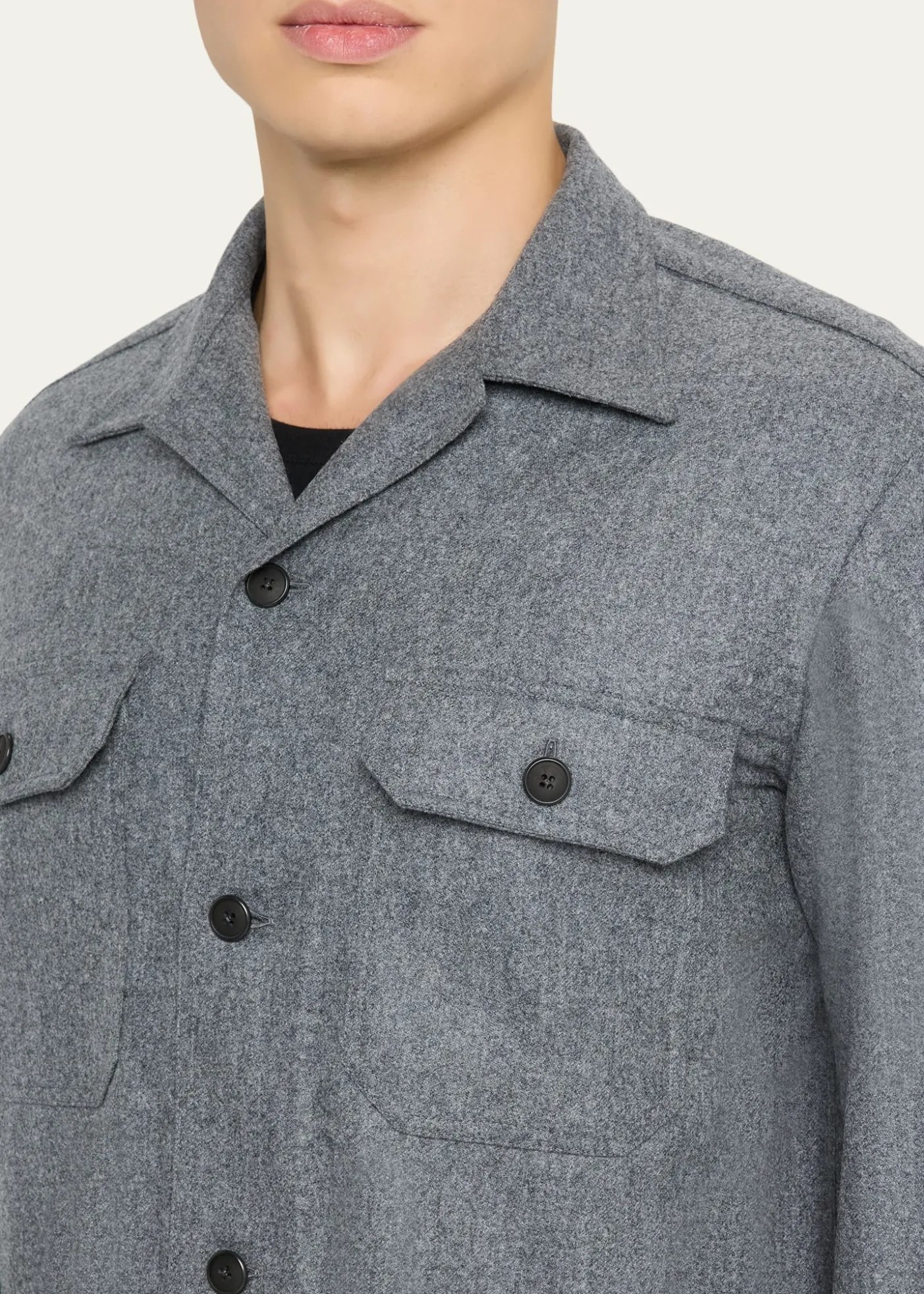 Salvatore PiccoloMen's Wool Double-Pocket Overshirt