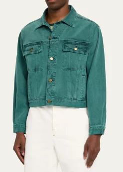 SanderlakMen's Cropped Washed Denim Jacket