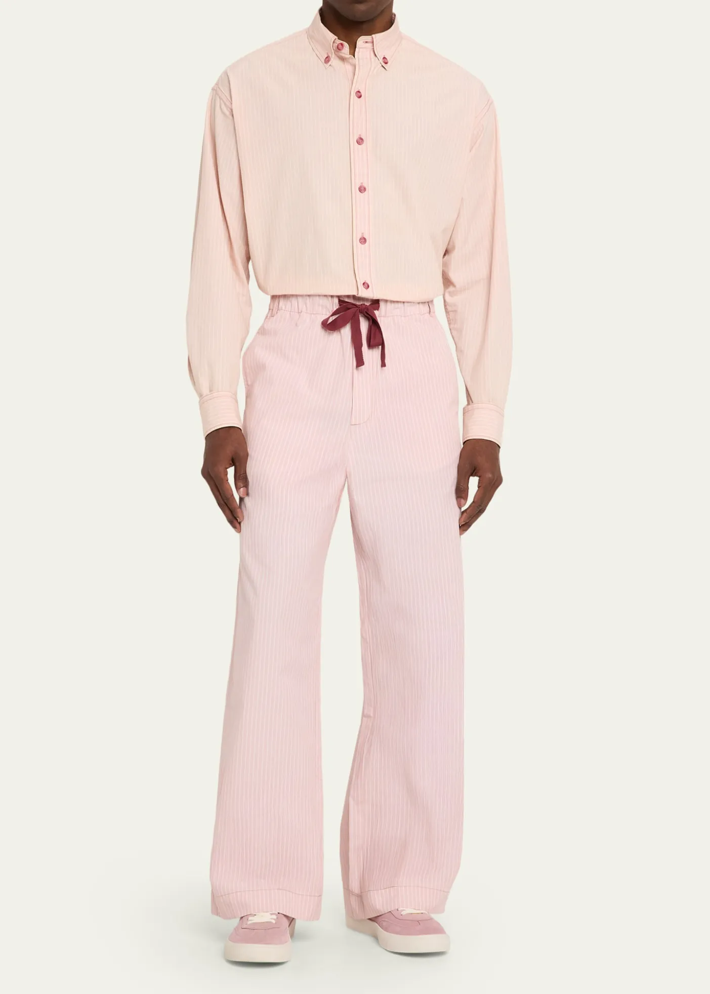 SanderlakMen's Stripe Poplin Oversized Button-Down Shirt