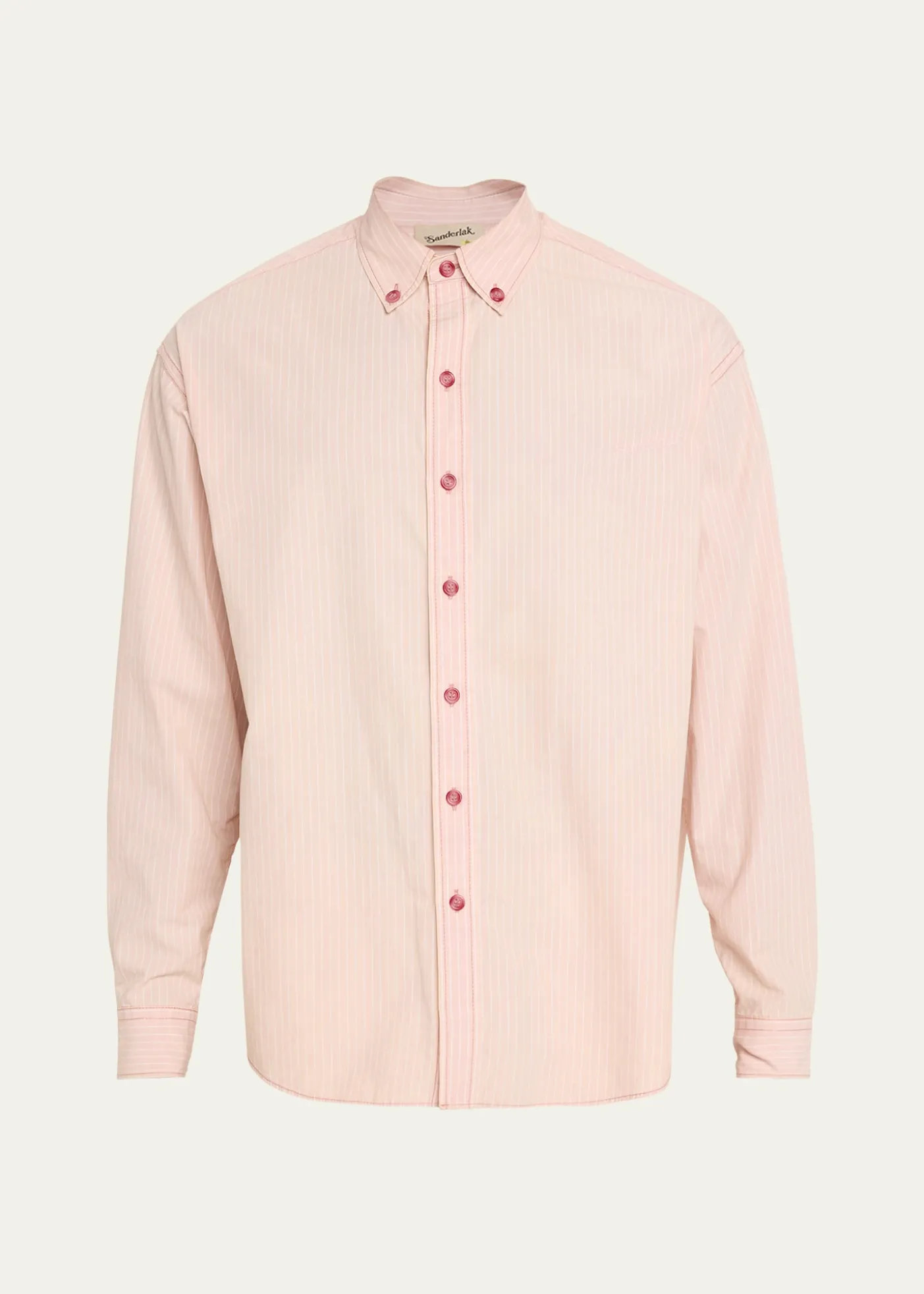 SanderlakMen's Stripe Poplin Oversized Button-Down Shirt