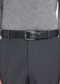 SantoniMen's Rectangle Buckle Grained Leather Belt