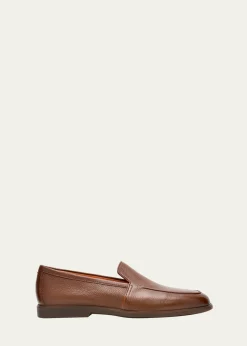 SantoniMen's Malibu Grained Leather Rubber-Sole Loafers