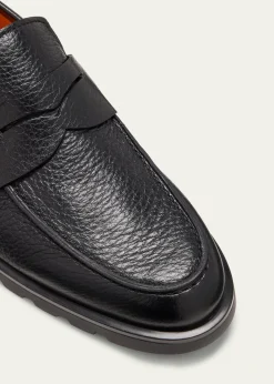 SantoniMen's Rock Deerskin Lug-Sole Penny Loafers