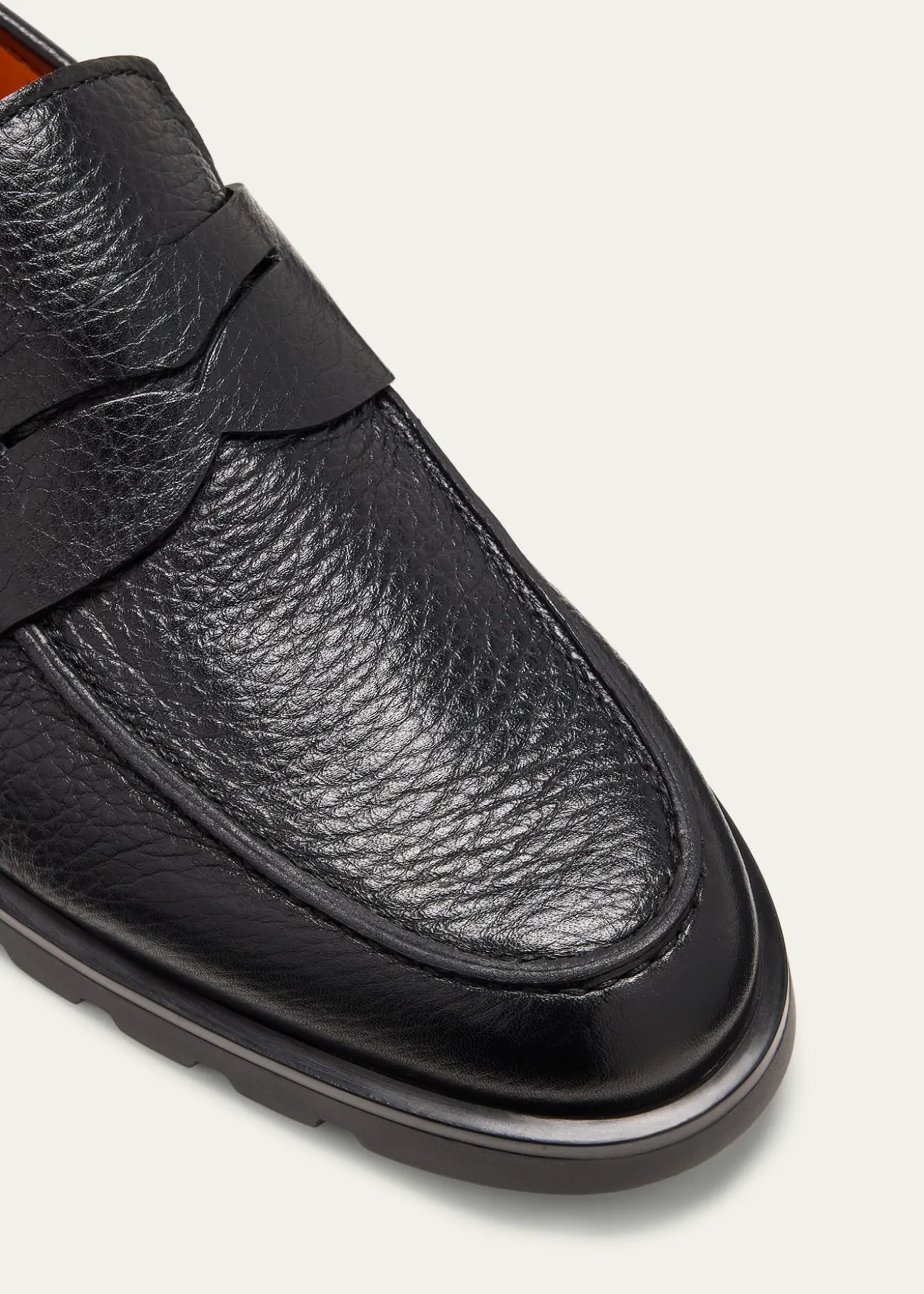 SantoniMen's Rock Deerskin Lug-Sole Penny Loafers