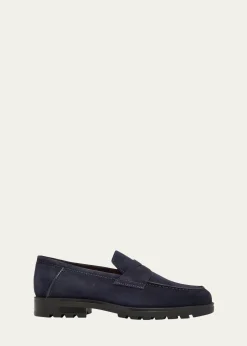 SantoniMen's Rock Suede Lug Sole Penny Loafers