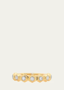 Sara WeinstockHoney Comb 18K Gold & Diamond Hexagon Band Ring