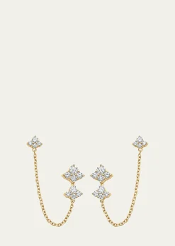 Sara Weinstock18K Yellow Gold Dujour Diamond Cluster Drop Chain Earrings