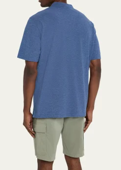 SeaseMen's Fish Tail V-Neck Pocket Polo Shirt