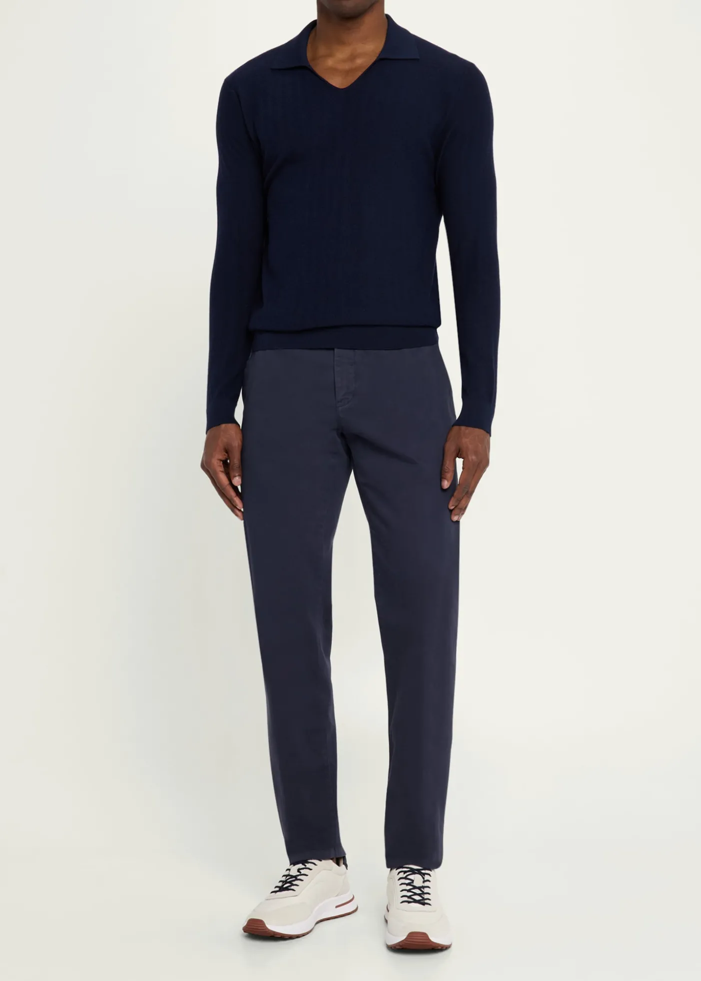 SeaseMen's Herringbone Johnny-Collar Polo Sweater