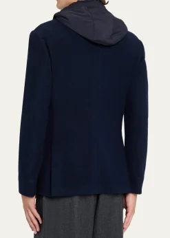 SeaseMen's Hybrid Hooded Single-Breasted Blazer