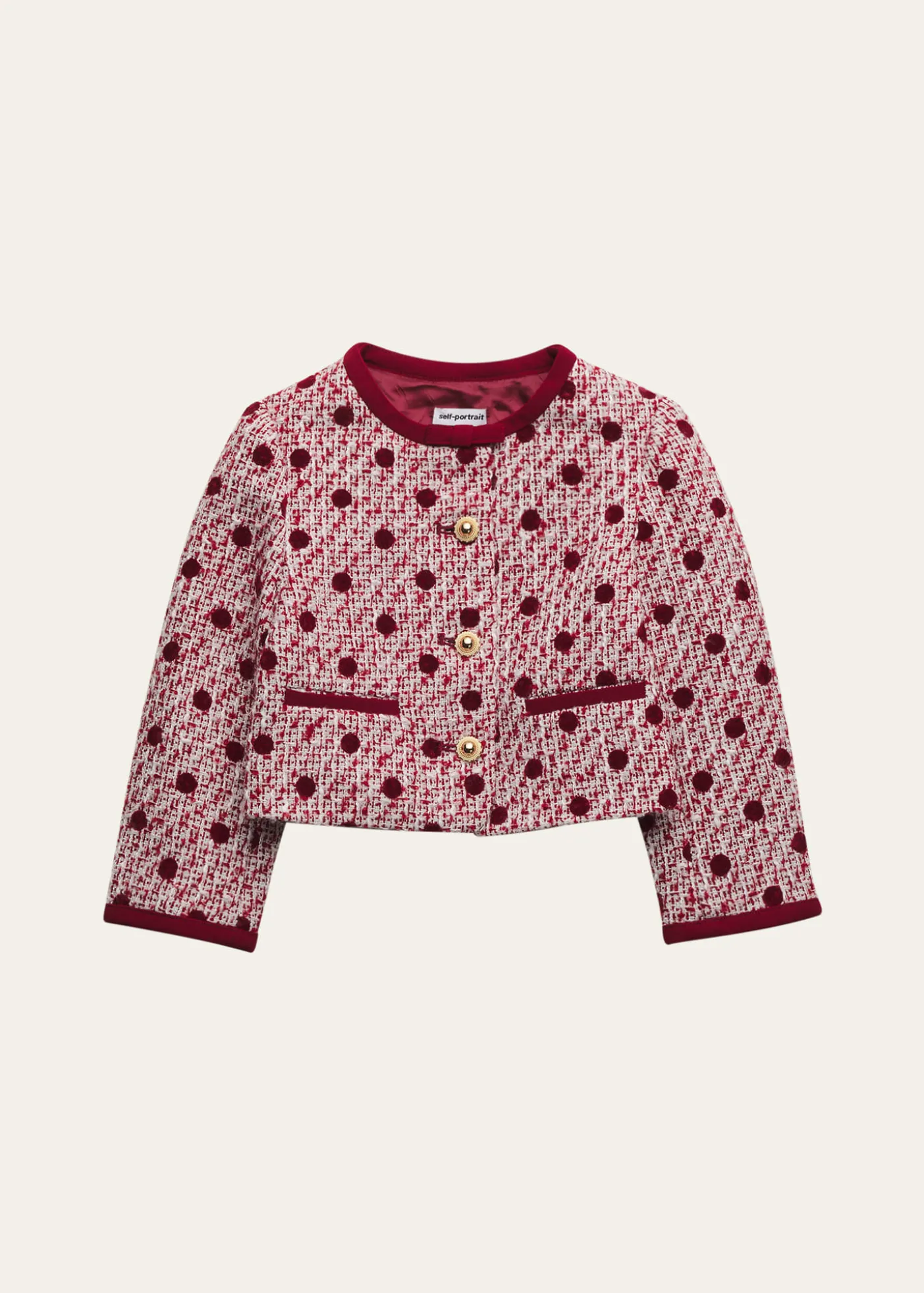 Self-PortraitGirl's Polka-Dot Bouclé Jacket, Size 3-12