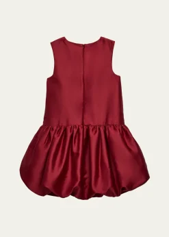 Self-PortraitGirl's Sleeveless Bubble-Hem Taffeta Dress, Size 3-12