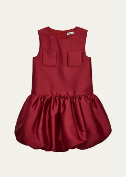 Self-PortraitGirl's Sleeveless Bubble-Hem Taffeta Dress, Size 3-12