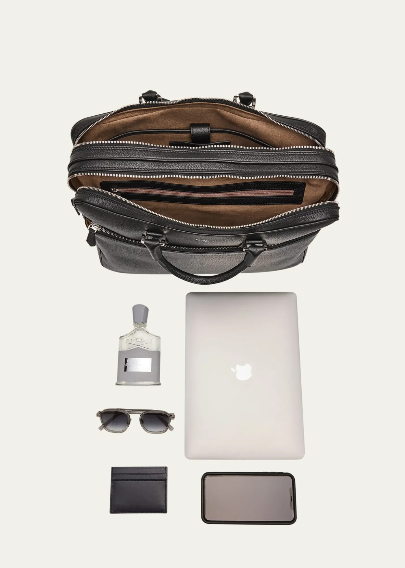 SerapianMen's Leather Double Briefcase