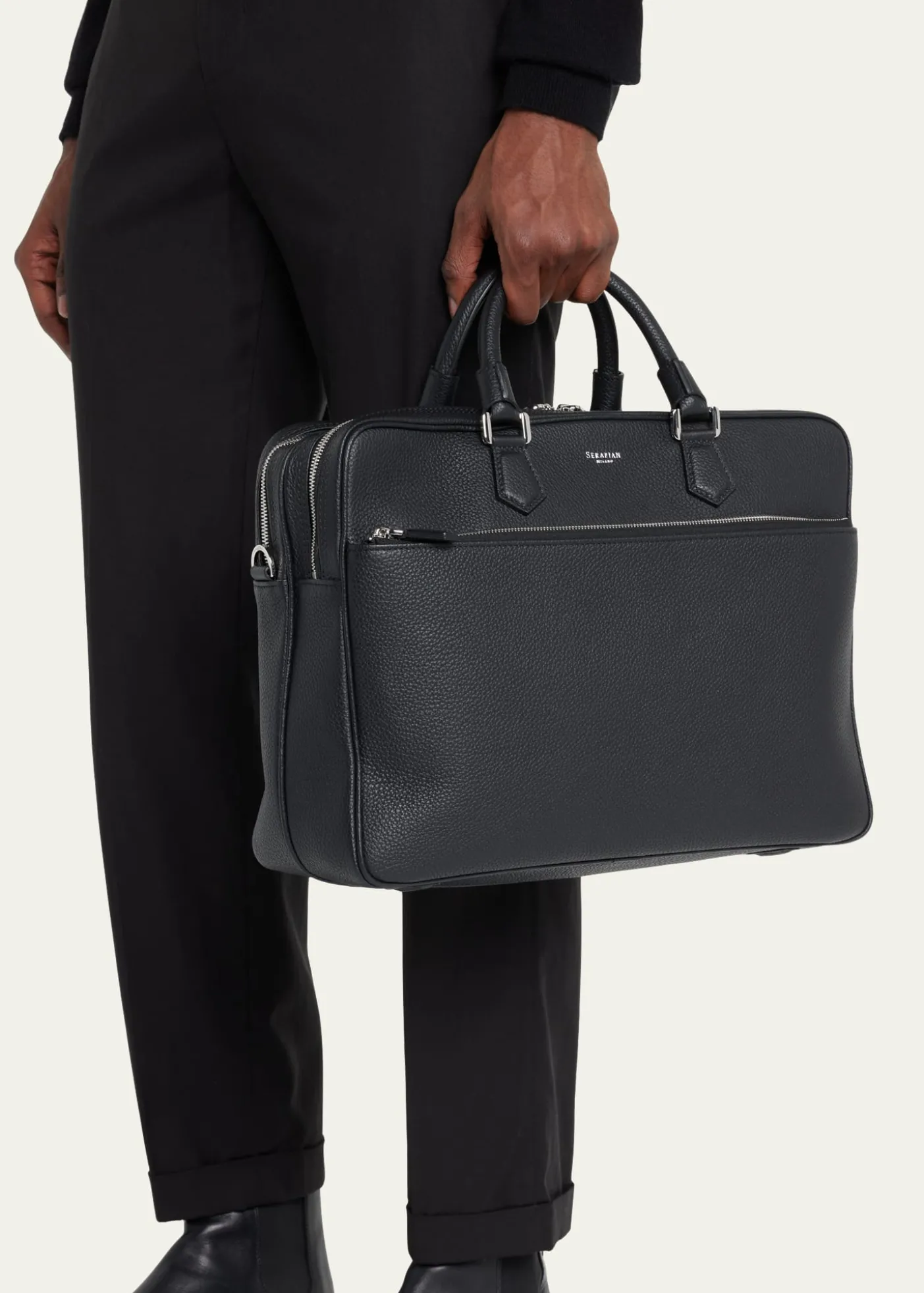 SerapianMen's Leather Double Briefcase