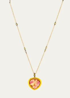 Sevan Bicakci24K Yellow Gold Diamond and Sapphire Floral Artwork Pendant Necklace