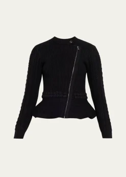 SIMKHAIAndi Mixed-Knit Cotton Peplum Jacket